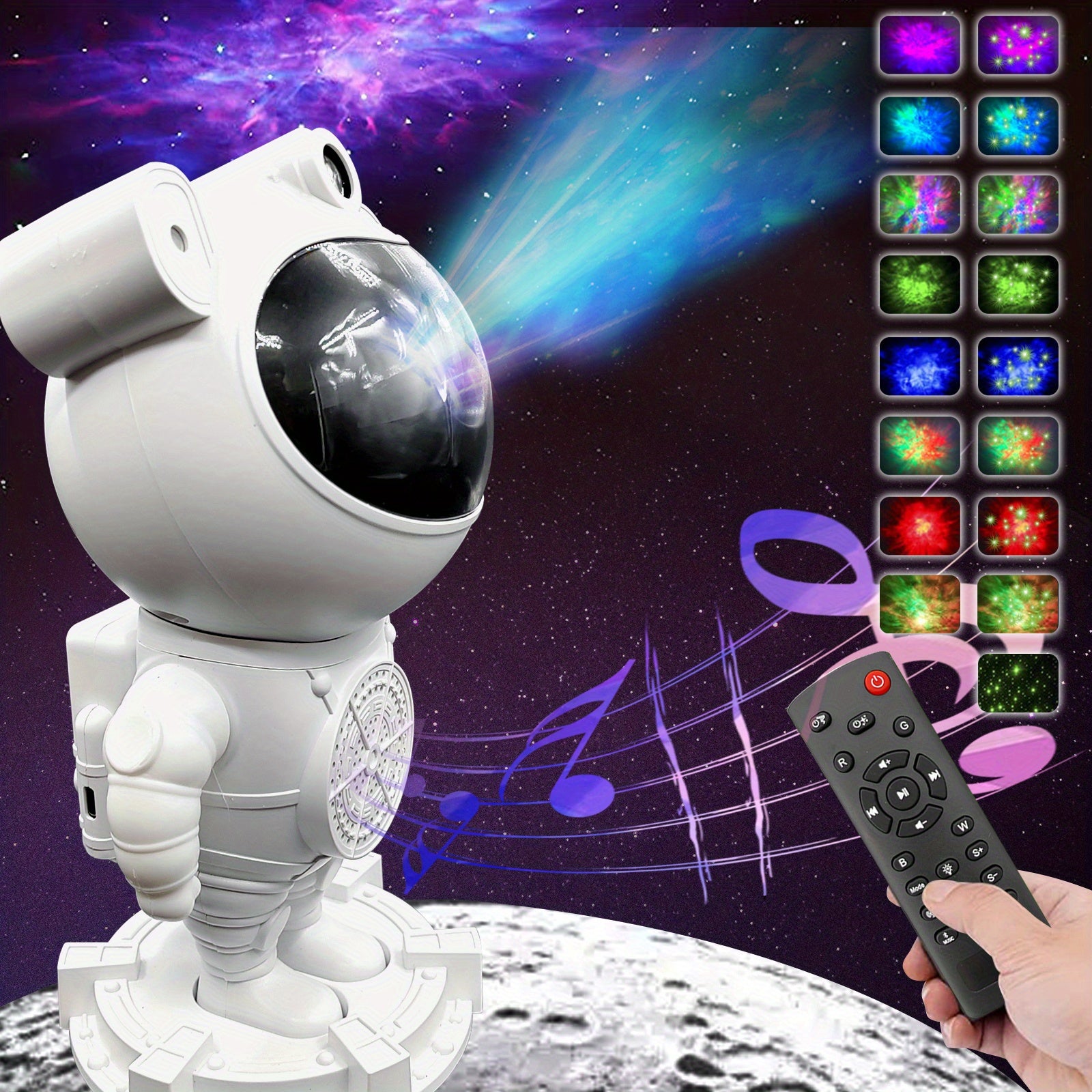 ROTOPATA Astronaut Galaxy Projector Night Light With Music Player