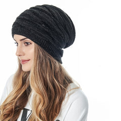 Argyle Knit Fleece Beanie Hat Soft Winter Hat Warm Skull Cap Unisex