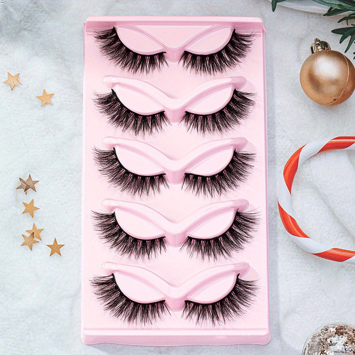 Fluffy Cat Eye Lashes 5 Pairs Wispy Faux Mink Eyelashes