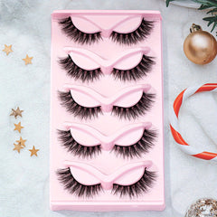 Fluffy Cat Eye Lashes 5 Pairs Wispy Faux Mink Eyelashes
