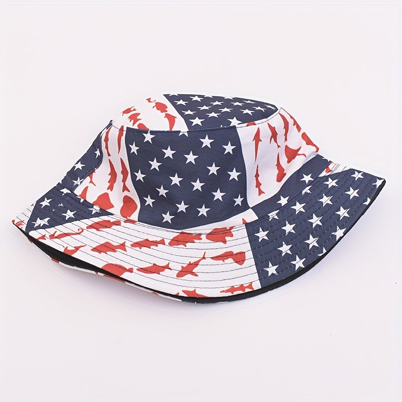 Reversible Bucket Hat Lightweight Patriotic Fisherman Cap