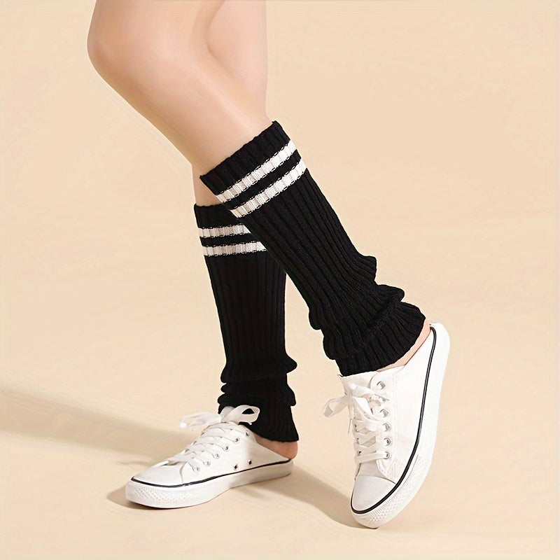 Striped Leg Warmers Knee High Socks Women's Stockings