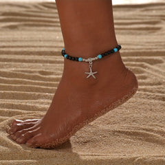 Ocean Style Shell Pendant Beaded Anklet Adjustable Ankle Bracelet