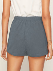 High Waist Front Slit Skort Solid Summer Casual Shorts Women's Clothing