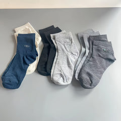 6 Pairs Men's Solid Crew Socks Cotton Blend Casual Unisex Socks