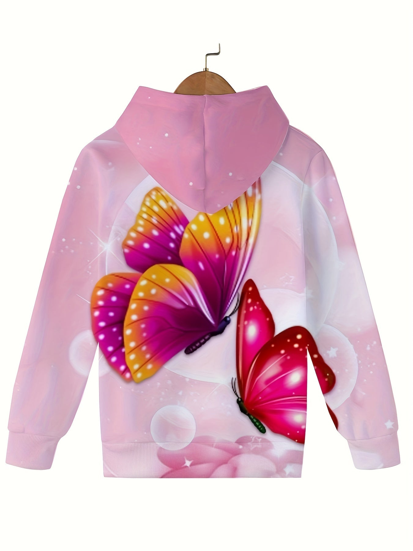 Butterfly Graphic Hooded Sweatshirt for Girls