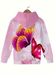 Butterfly Graphic Hooded Sweatshirt for Girls
