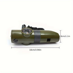 7-in-1 Survival Whistle with Compass, Flashlight & Thermometer