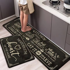 Letter Print Kitchen Mat Runner Rug Stain Resistant Washable Doormat