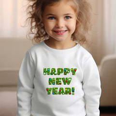 Girls Happy Year Pattern Crew Neck Sweatshirt Spring Fall Christmas