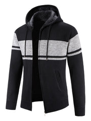 Men's Hooded Plush Sweater with Contrast