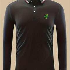 Men's Droplet Print Casual Long Sleeve Polo Shirt