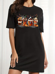 Horror Cartoon Figure & Funny Coffee Tee Dress