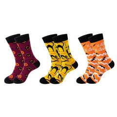 3 Pairs Halloween Cartoon Mid Calf Socks Unisex Friends Gift
