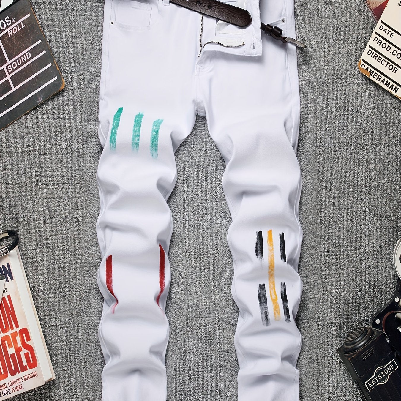 Mens Slim Fit Stretch Denim Jeans Casual Street Style Pants