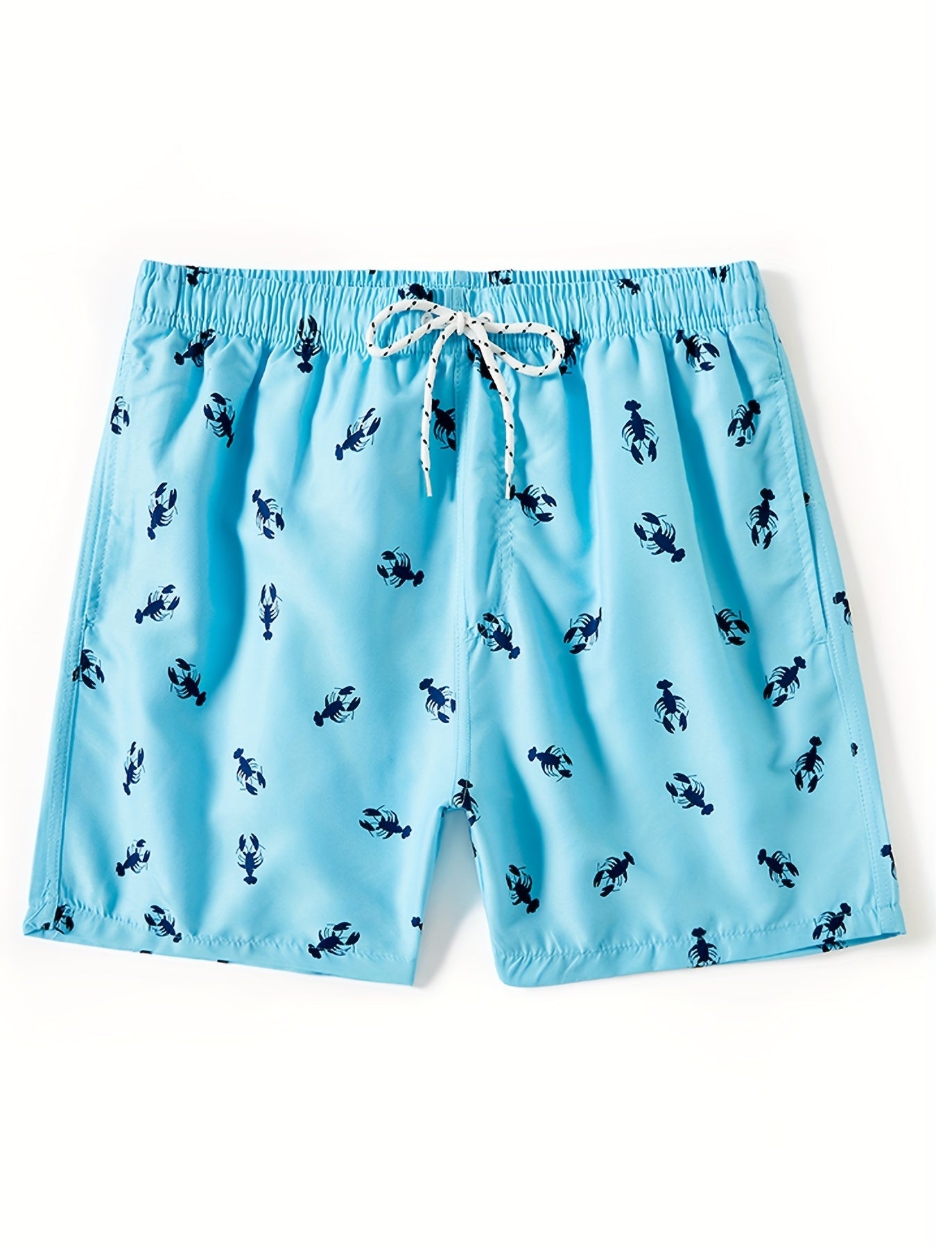 Crayfish Pattern Print Men s Swim Trunks Quick Dry Drawstring Beach Shorts