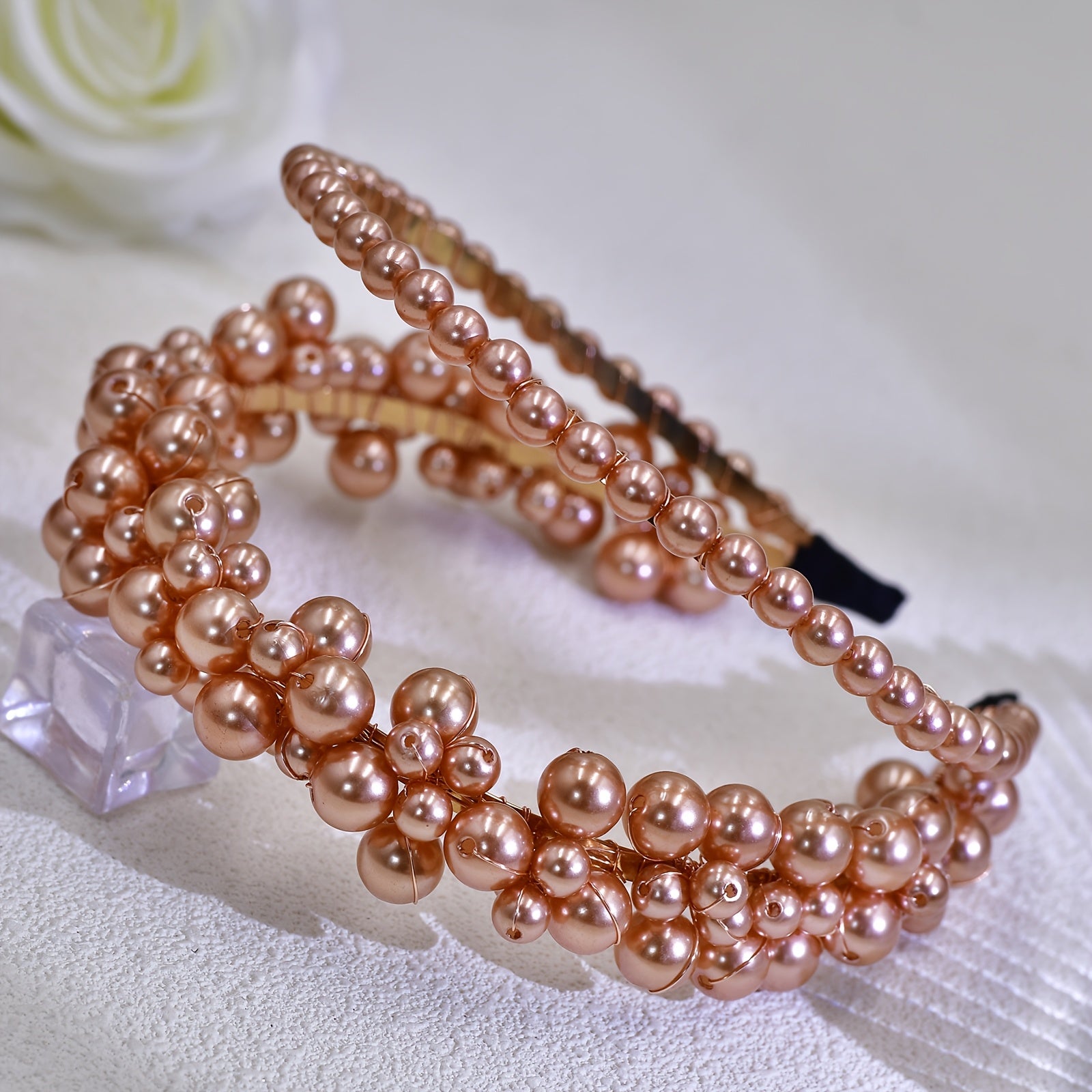Vintage Inspired Bridal Headband with Pearl & Crystal Accents