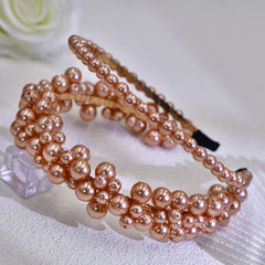 Vintage Inspired Bridal Headband with Pearl & Crystal Accents
