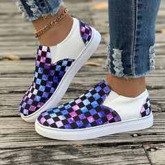 Checked Print Lightweight Canvas Skate Shoes Non Slip Loafers