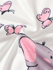 Elephant Print Short Sleeve Romper Jumpsuit for Baby Girls and Boys