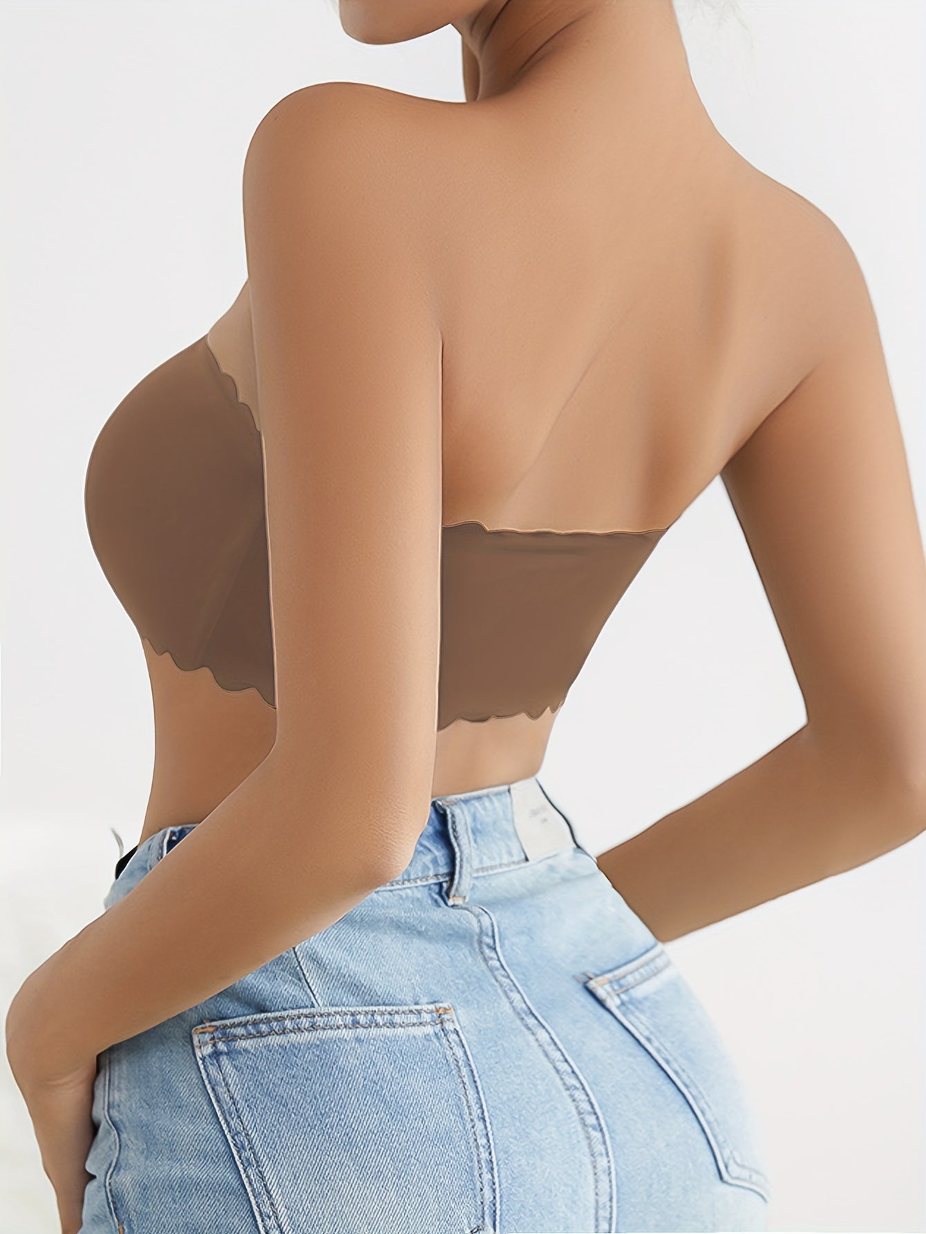 Soft Strapless Bandeau Bra with Scallop Trim for Women