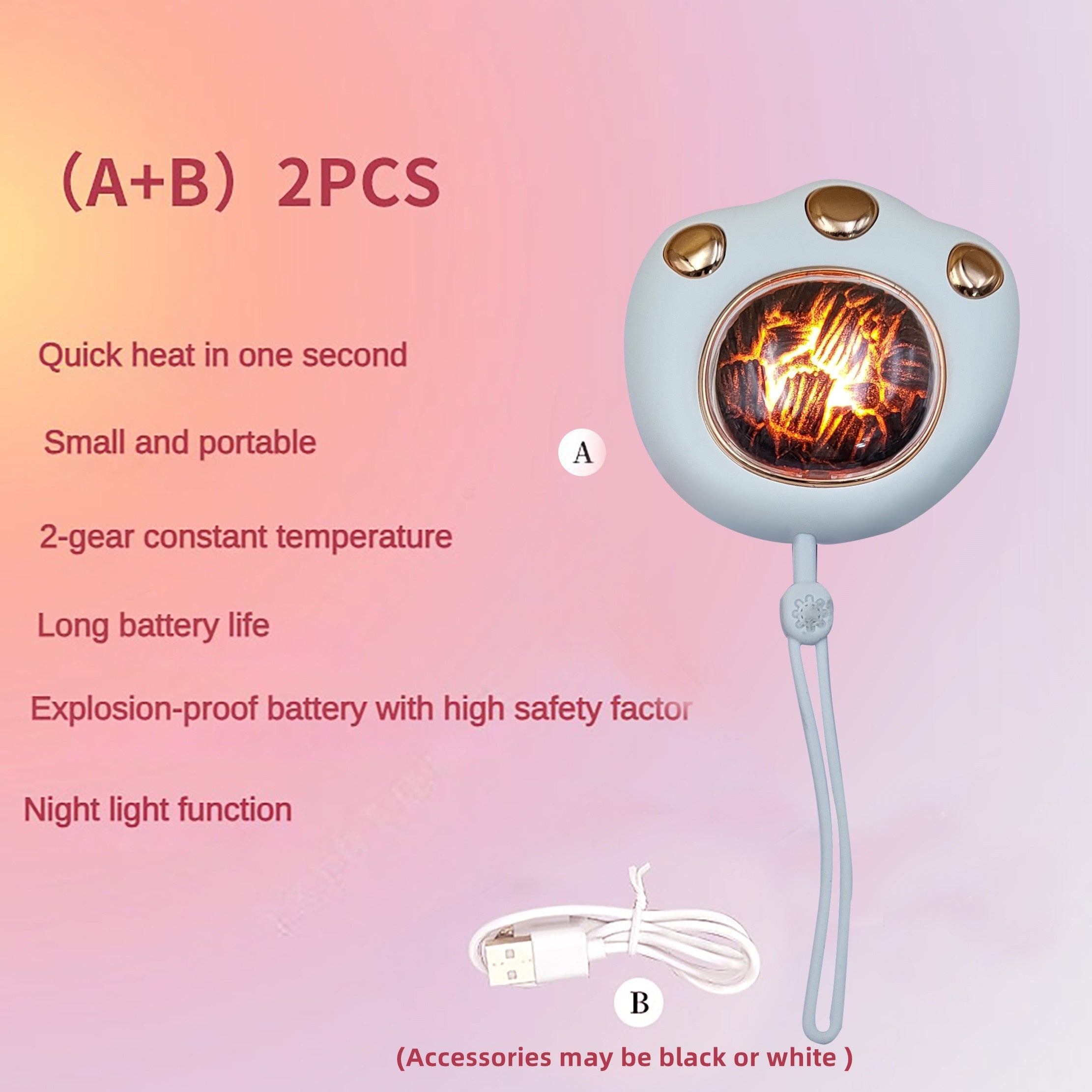 Mini Heater 1200mAh Night Light Wireless Portable Hand Warmer