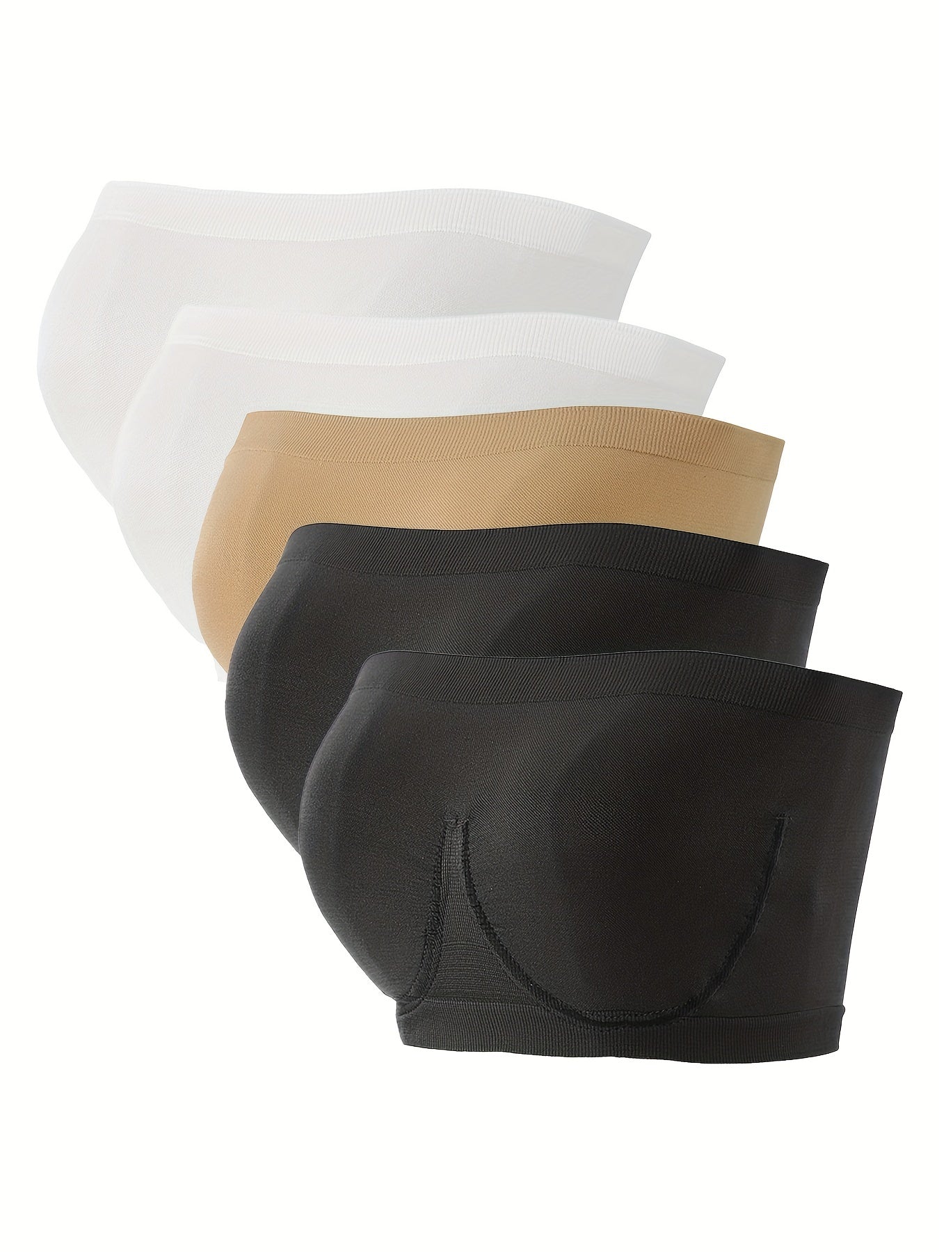 5 Pack Plus Size Tube Bra Set Solid Strapless High Stretch Bandeau 5pc Set