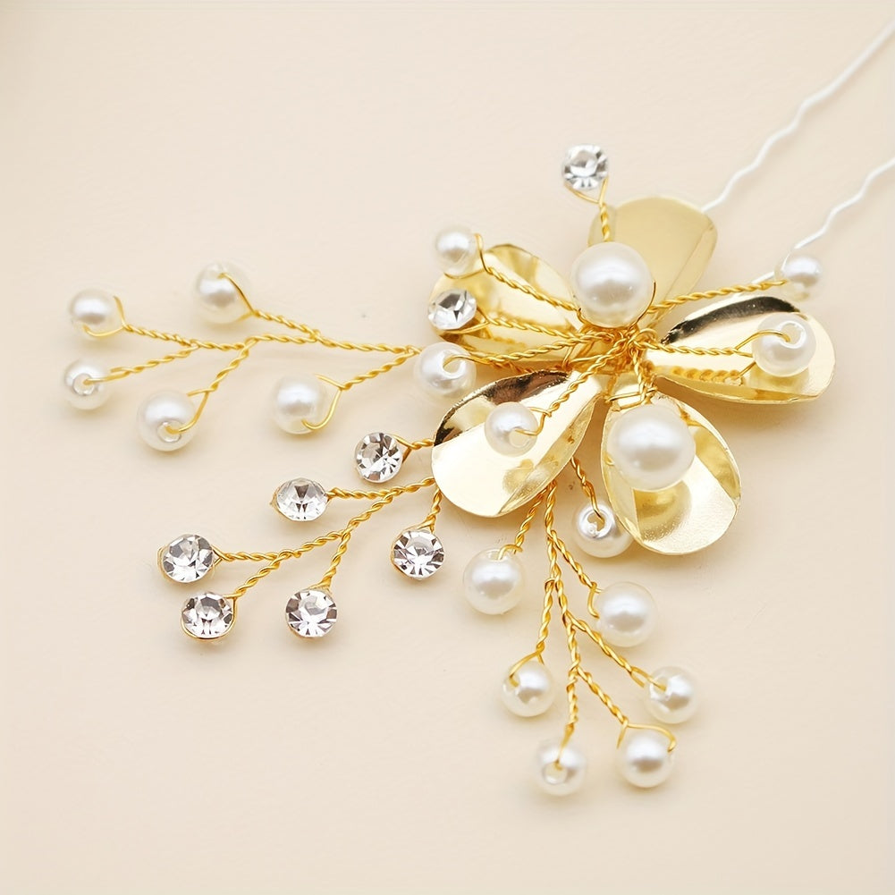 Alloy Leaf Faux Pearl Hairpin Bridal Wedding Party Favor Decorations
