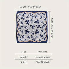 Floral Plaid Print Bandana Classic Silk Square Scarf