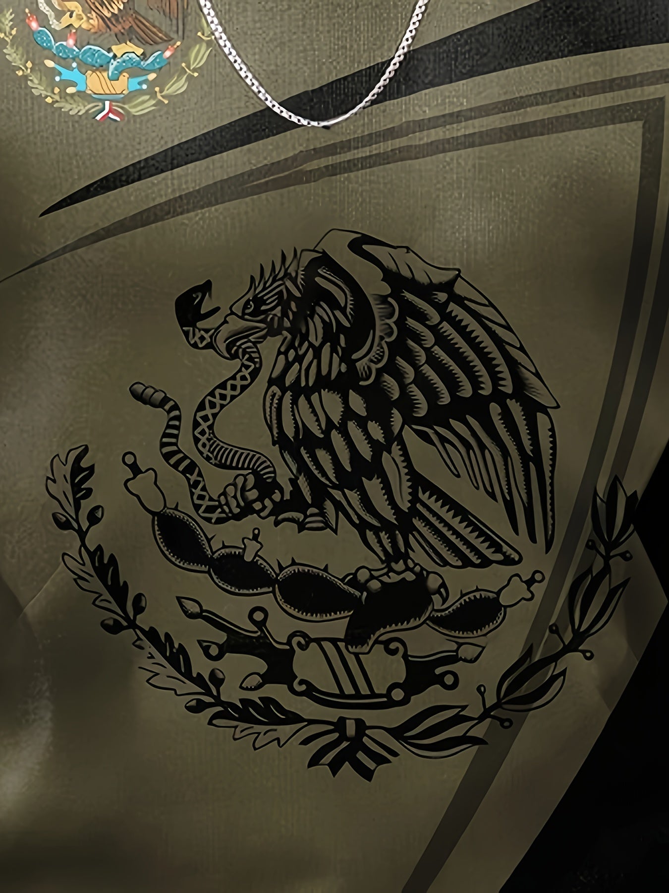 Mexico Eagle And Snake Print Men's Sweatshirt for Autumn Winter