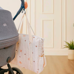 Beige Bear Paw Print Parent Bag Quilted Polyester Handbag & Shoulder Bag