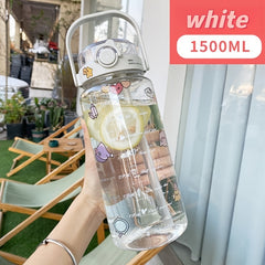 1500ml 50 72oz Portable Water Bottle with Straw for Fitness Sports