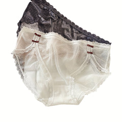 2 Pack Plus Size Mesh Underwear Set with Bow Detail