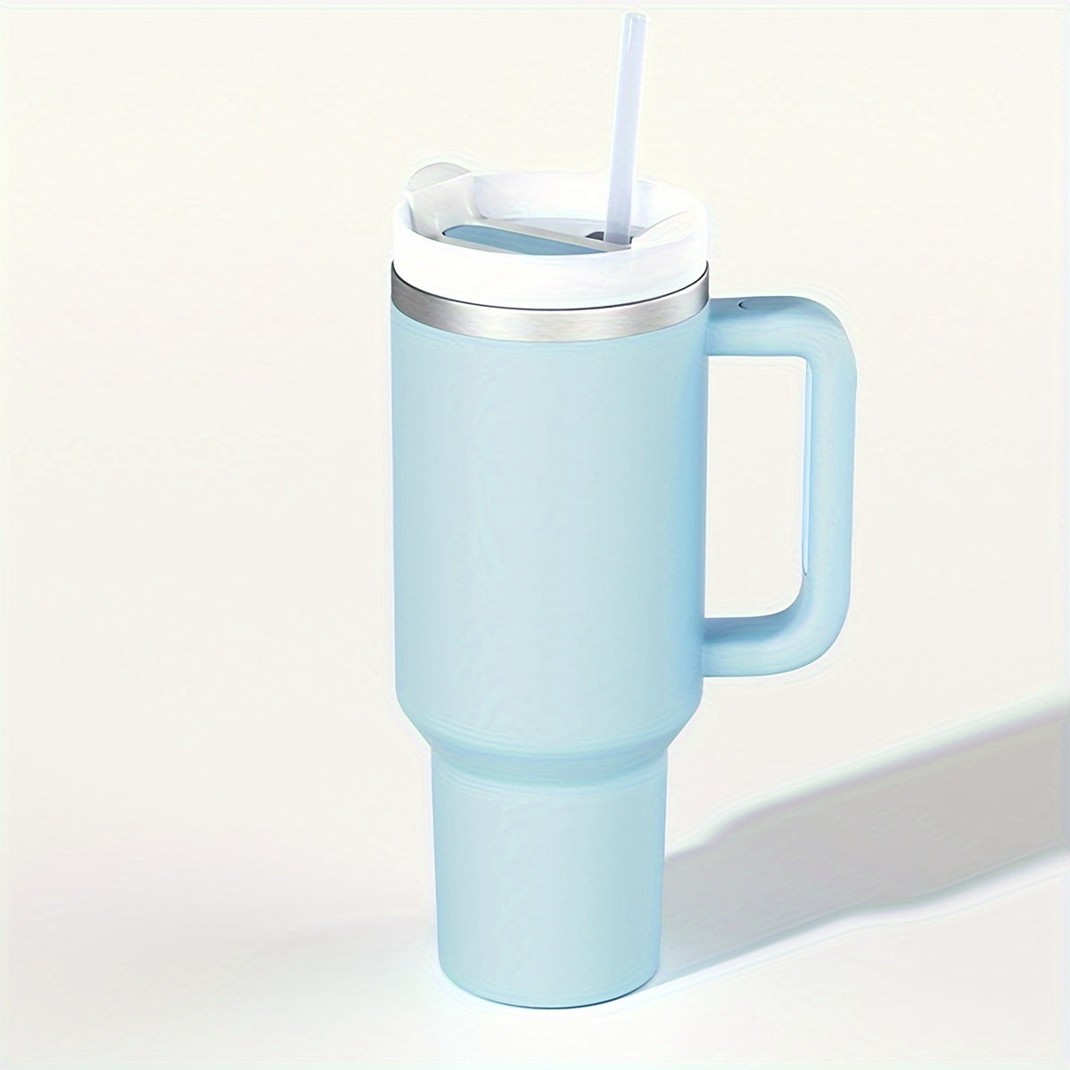 1200ml Solid Tumbler With Handle & Straw Stainless Steel Insulated Travel Mug