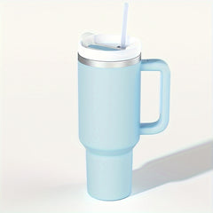 1200ml Solid Tumbler With Handle & Straw Stainless Steel Insulated Travel Mug