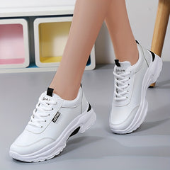 Women's Platform Sneakers Lace Up Low Round Toe Non slip Shoes