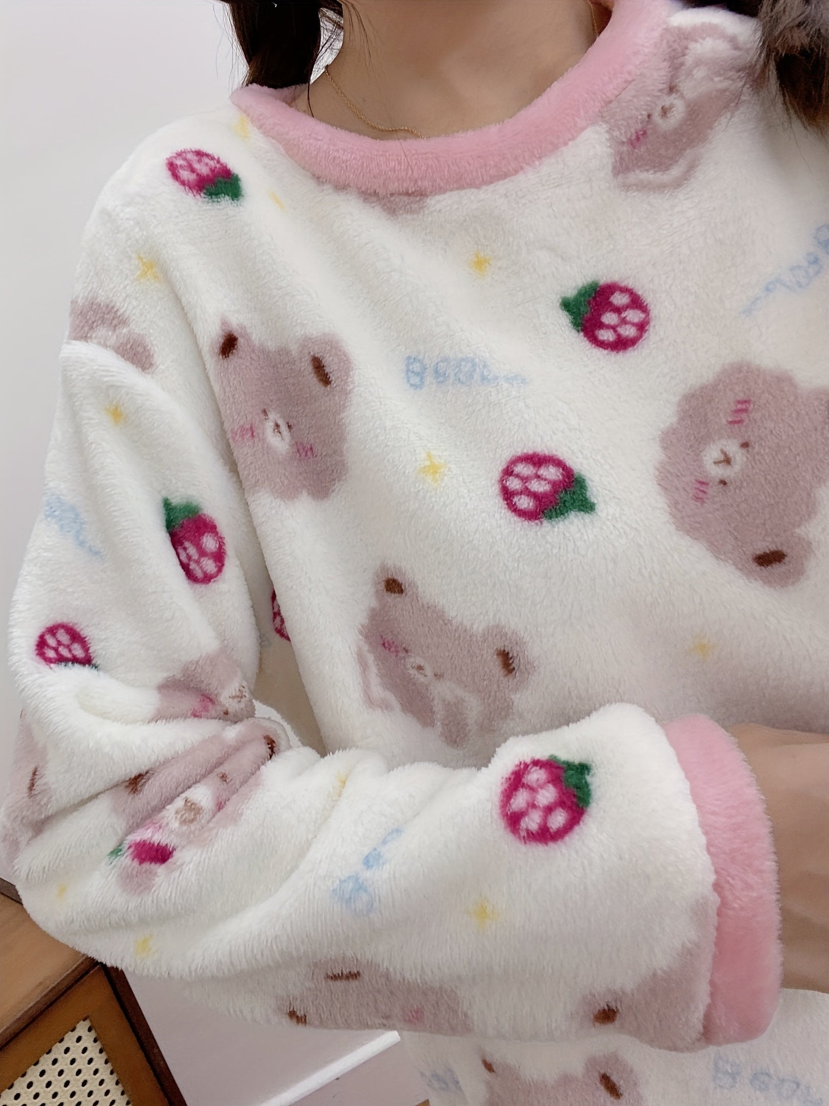 Teddy Bear Thermal Loungewear Long Sleeve Pajama Set