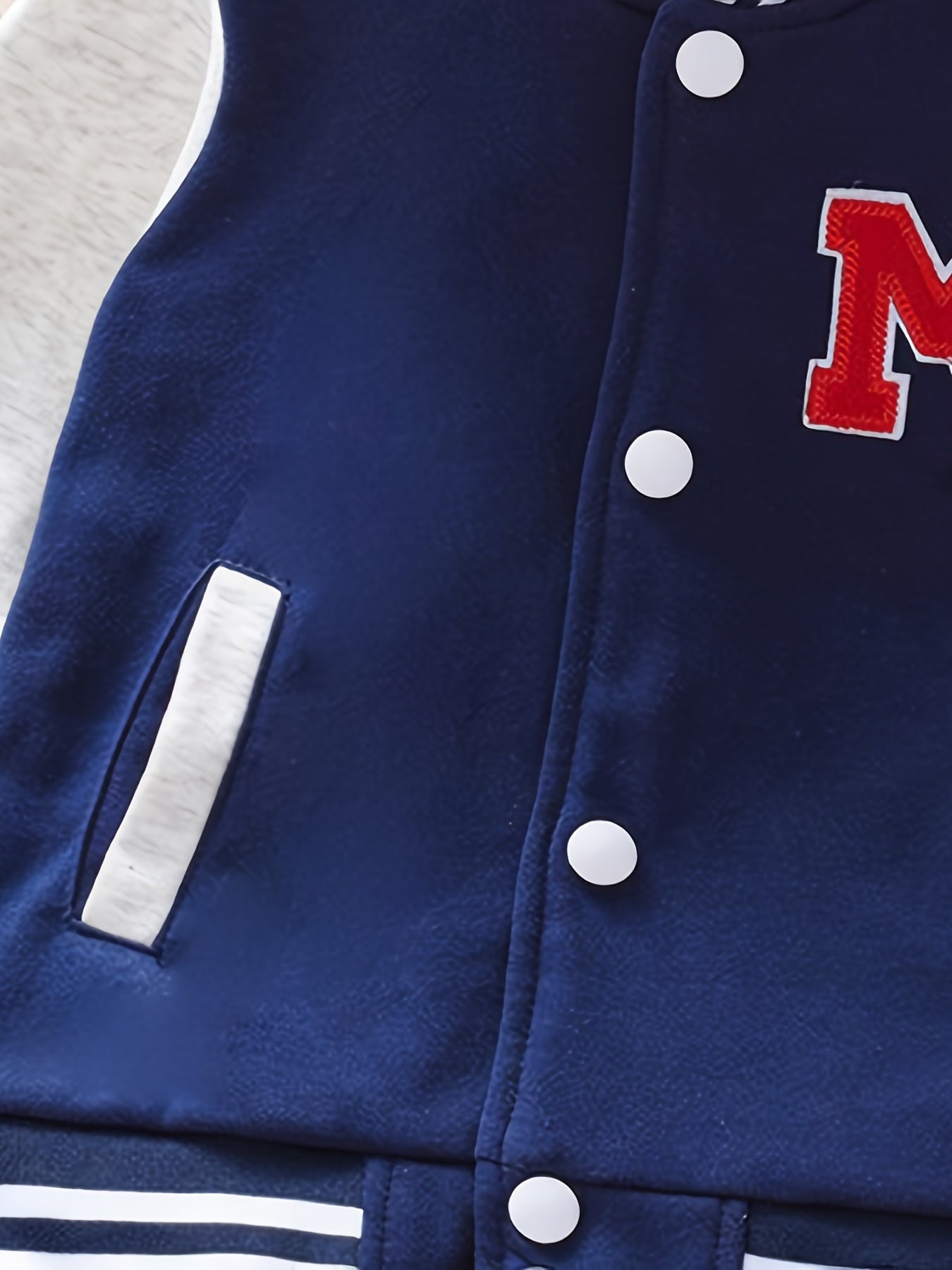 Boys Casual Baseball Jacket With M Patch for Autumn & Spring