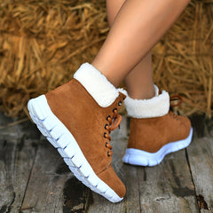 Women's Lace up Snow Boots Faux Fur Lined Anti-slip Ankle Booties