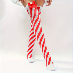 Stripe Long Socks Bow Knee Over Knee Long Socks
