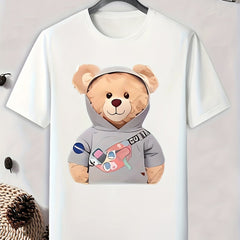 Bear Print Men's Graphic T-shirt for Summer