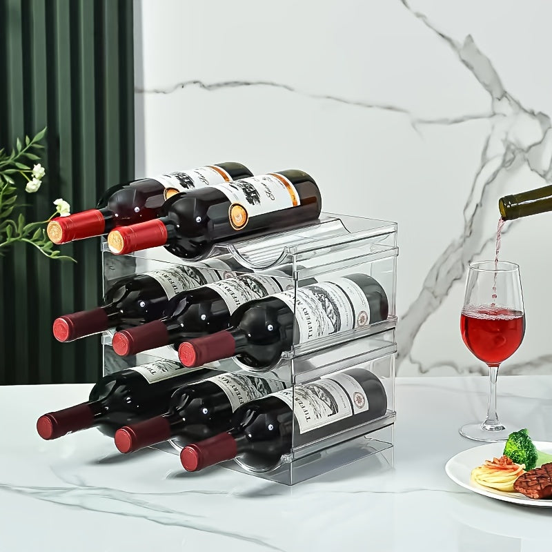 Stackable Plastic Wine Racks 3-4 Layers - Kitchen & Pantry Organizer