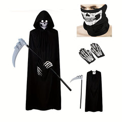 Party Cloak Skull Face Mask And Gloves Set for Cosplay Props
