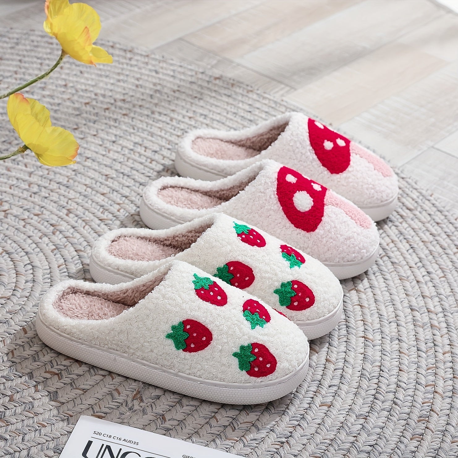 Cartoon Print Plush Slippers - Comfortable Indoor Home Slippers