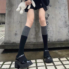 Colorblock Calf Socks College Style Knee High Socks Women's Stockings