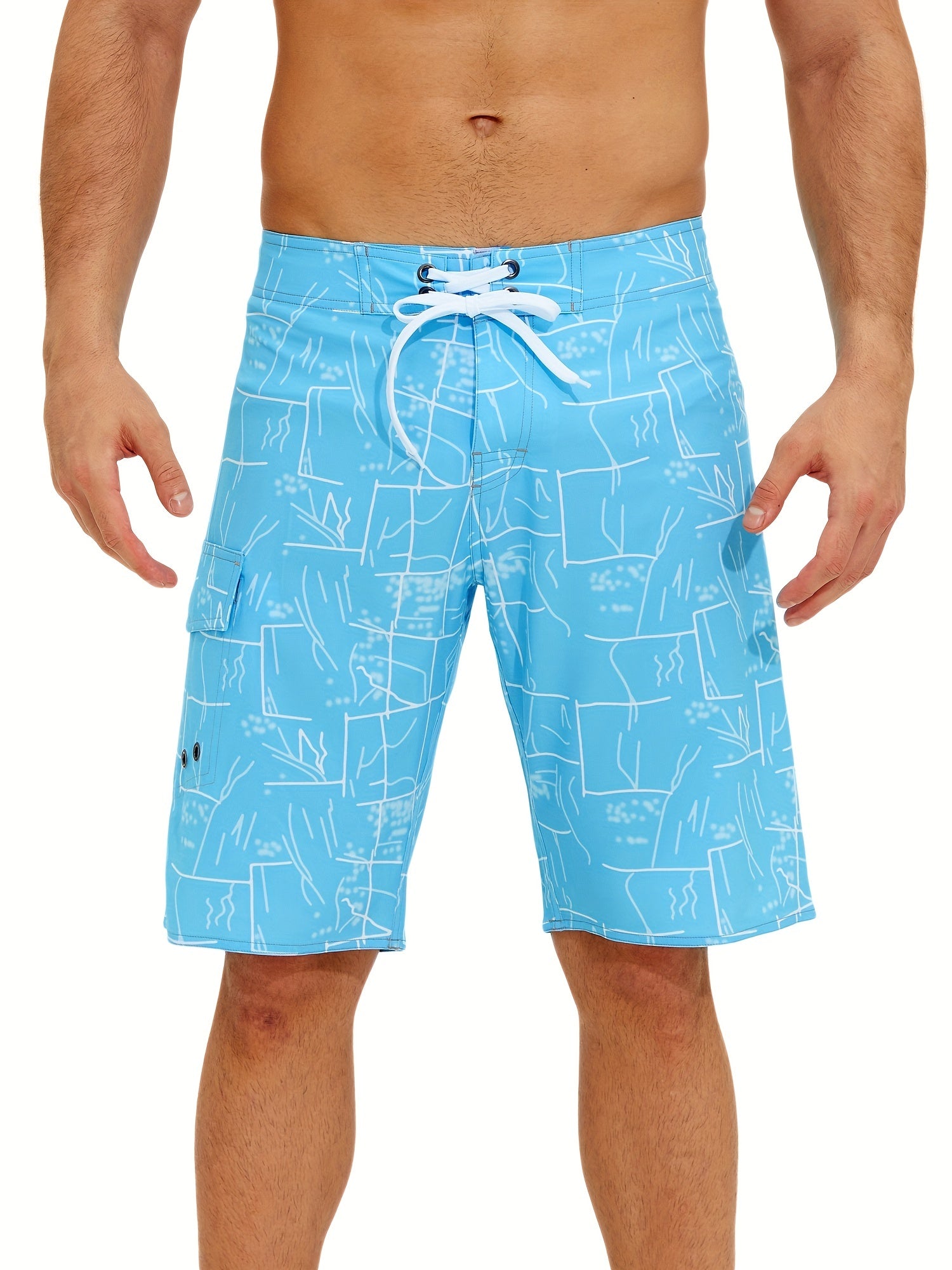 Pattern Print Men's Swim Trunks Quick Dry Beach Shorts