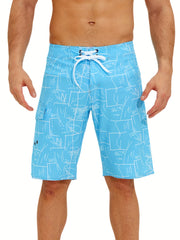 Pattern Print Men's Swim Trunks Quick Dry Beach Shorts