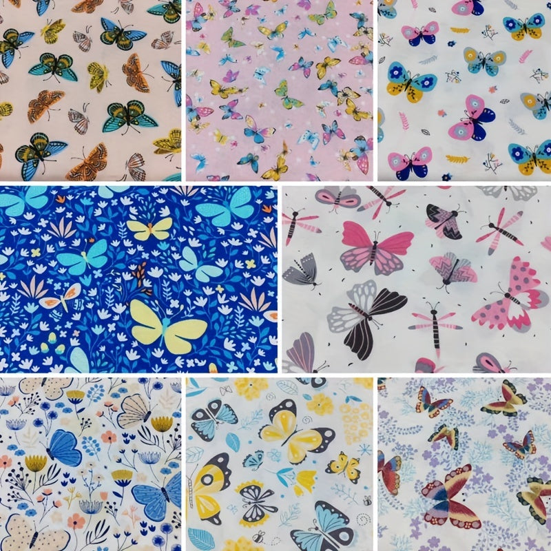 Butterfly Printing Twill Cotton Fabric Set for DIY Sewing Quilting