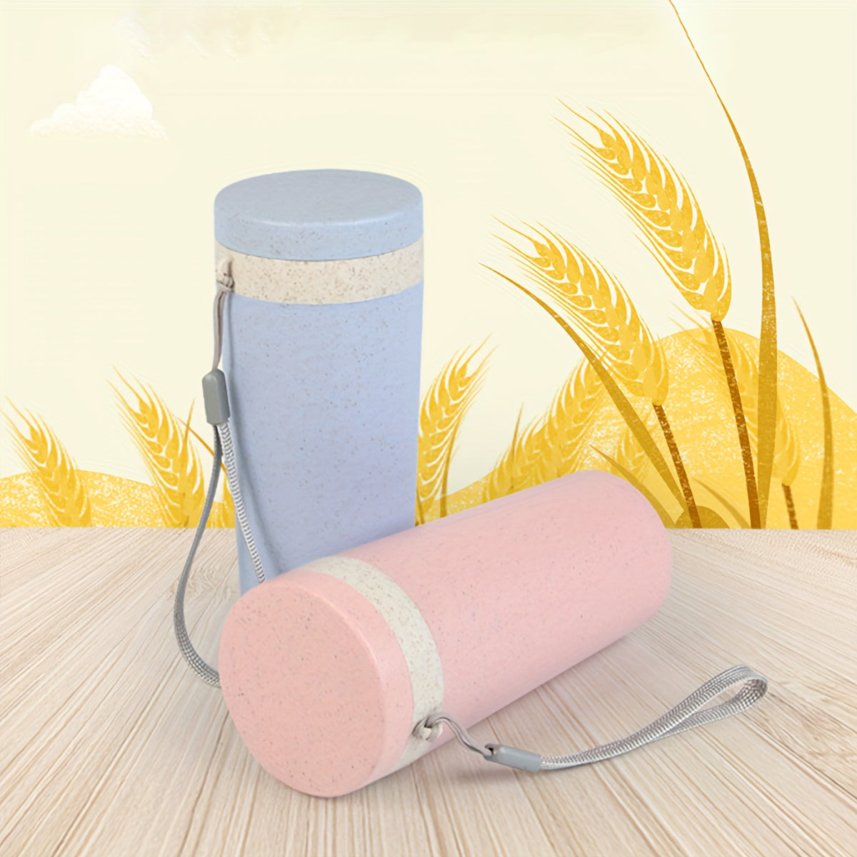320ml Double Layer Fiber Plastic Water Cup - Outdoor Sports Fitness