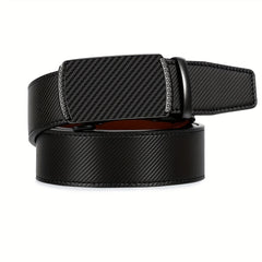 Carbon Fiber Leather Belt Automatic Buckle Two layer Cowhide Belt For Men